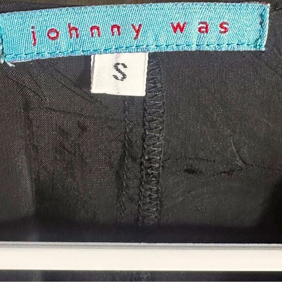 Johnny Was Black Crinkle Eyelet Sheer Blouse Long Sleeve Size Small 📦 - Picture 3 of 8